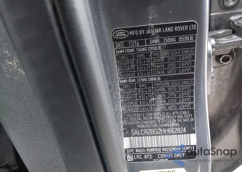 2017 Land Rover Discovery Sport Hse из США, поврежденный, VIN SALCR2BG2HH662824